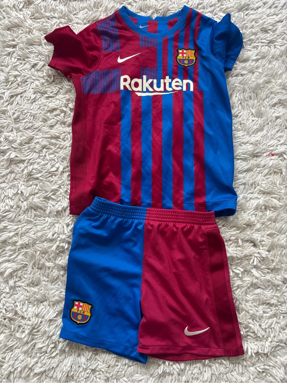 Nike Kids FC Barcelona Blue & Maroon Jersey and Shorts Set